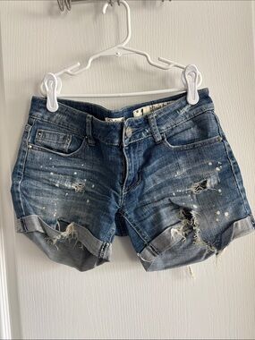 Indigo Rein Blue distressed Denim Jean shorts size 1